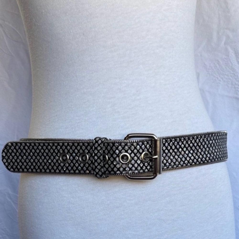 Black and Silver Bling Patterned Belt Medium